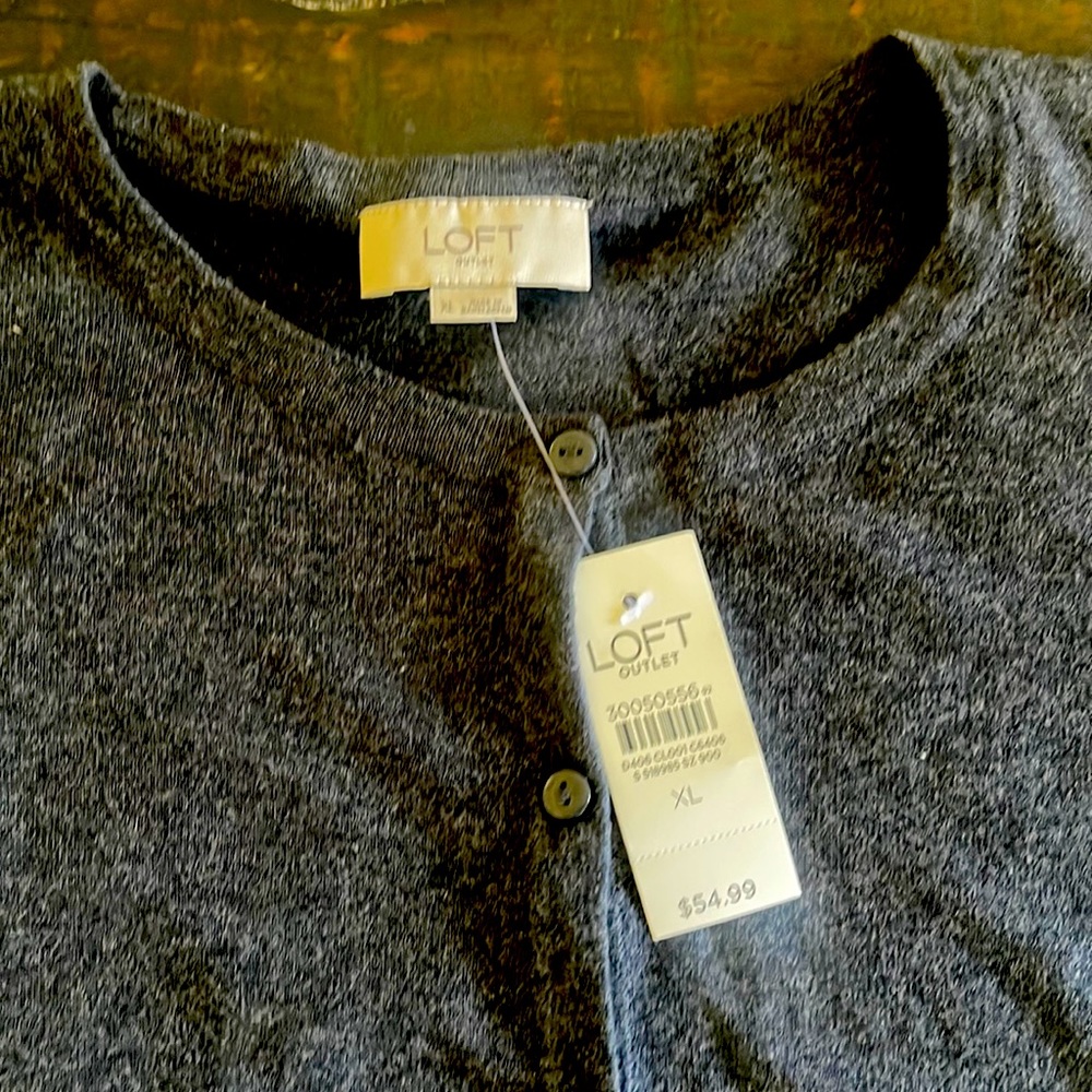 NWT LOFT GREY CARDIGAN SZ XL